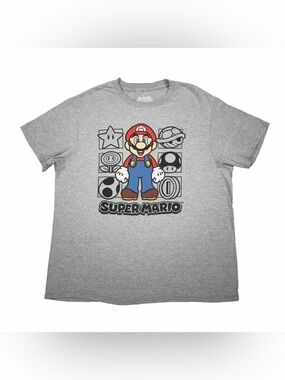 Nintendo Super Mario Power Ups T Shirt Mens L Large Heather Gray Graphic Tee